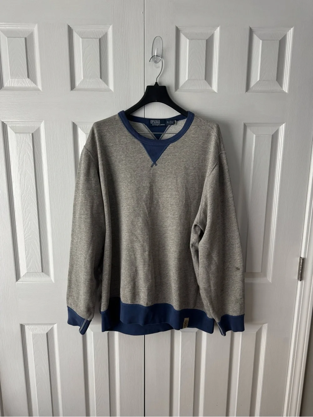 Polo Ralph Lauren Grey Navy Blue Crewneck Sweatshirt Collegiate Athletics XXL